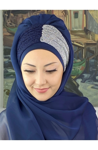 Navy Blue Ready to wear Turban 4SAL46-01