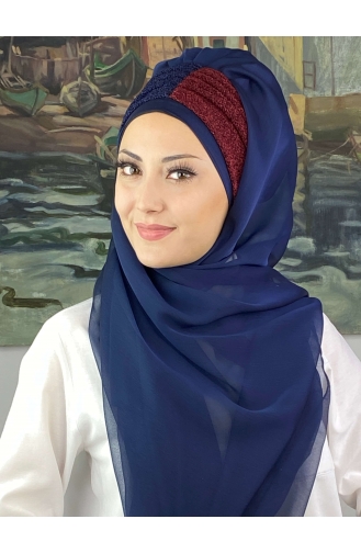 Navy Blue Ready to Wear Turban 4SAL46-02