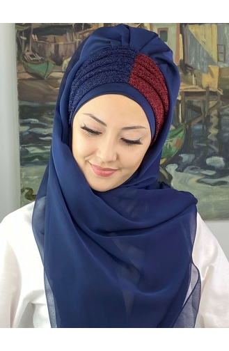 Navy Blue Ready to Wear Turban 4SAL46-02