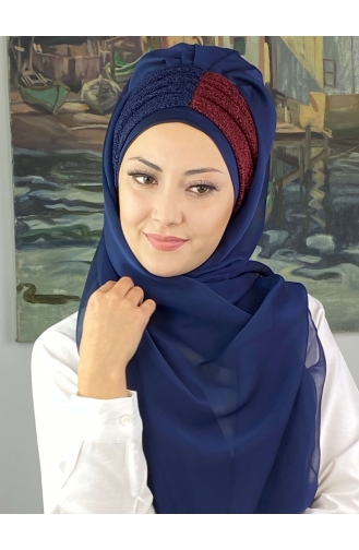 Navy Blue Ready to Wear Turban 4SAL46-02