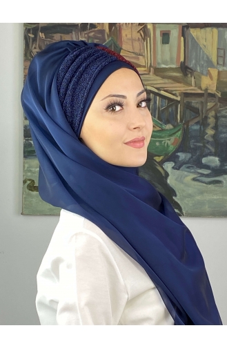 Navy Blue Ready to Wear Turban 4SAL46-02