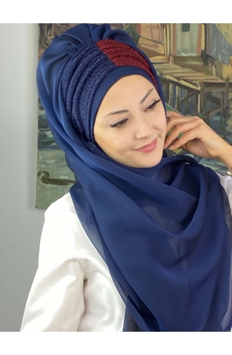 Navy Blue Ready to Wear Turban 4SAL46-02