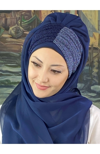 Navy Blue Ready to Wear Turban 4SAL46-03