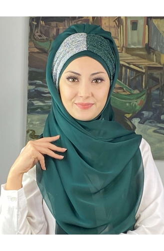 Emerald Green Ready to Wear Turban 4SAL60-01