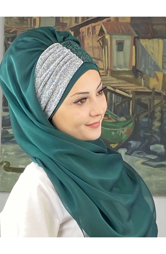 Emerald Green Ready to Wear Turban 4SAL60-01