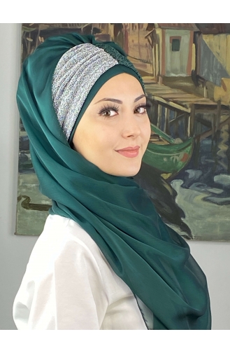 Emerald Green Ready to Wear Turban 4SAL60-01