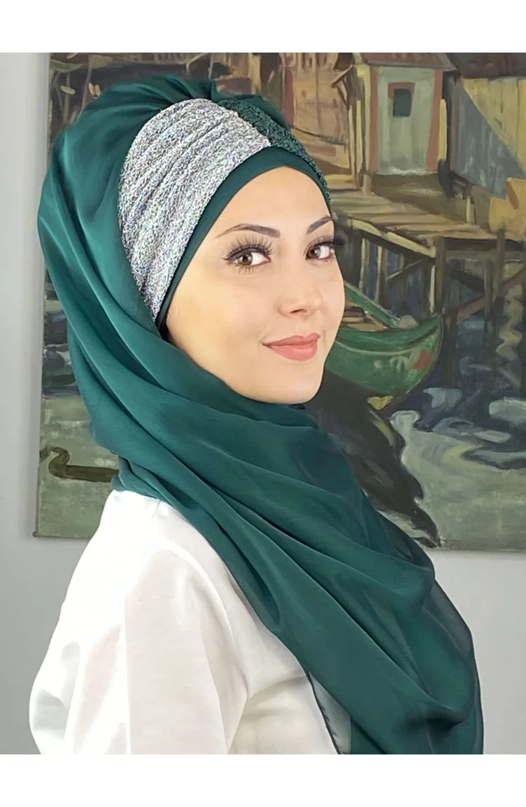 Turban Pret-a-Porter Vert emeraude 4SAL60-01