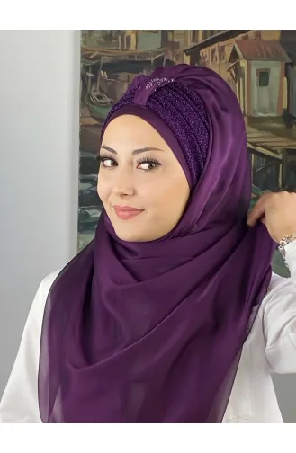 Dunkelviolett Praktischer Turban 4YDSAL44-10