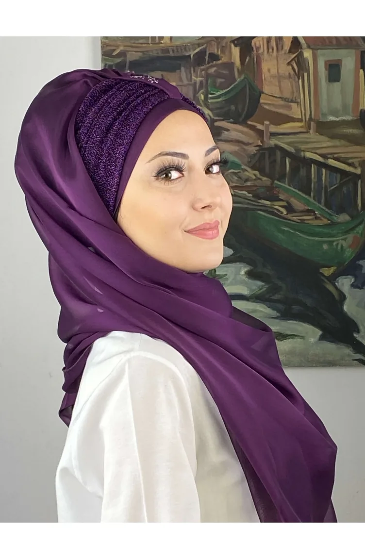 Dunkelviolett Praktischer Turban 4YDSAL44-10