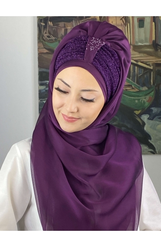 Dark Purple Ready to Wear Turban 4YDSAL44-10