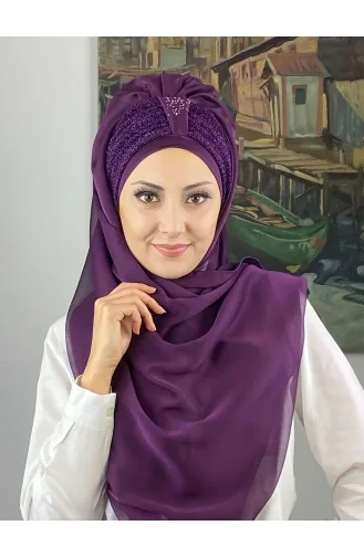 Dunkelviolett Praktischer Turban 4YDSAL44-10