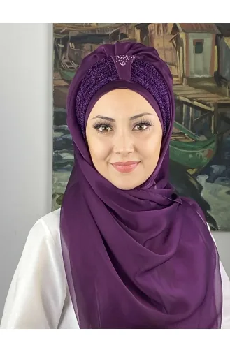 Dunkelviolett Praktischer Turban 4YDSAL44-10