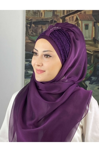 Dark Purple Ready to Wear Turban 4YDSAL44-10