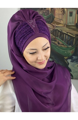 Dark Purple Ready to Wear Turban 4YDSAL44-10