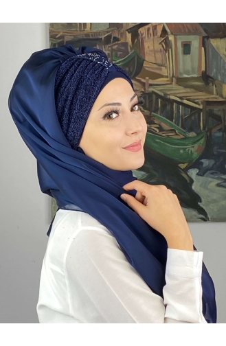 Navy Blue Ready to Wear Turban 4YDSAL44-01