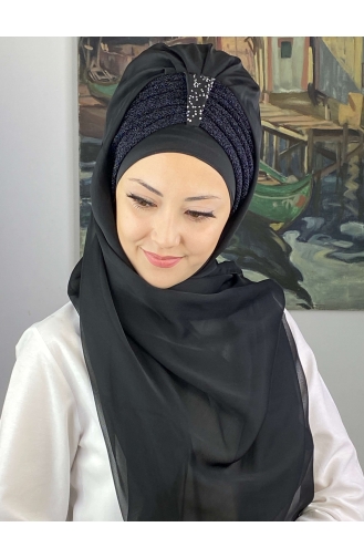 Black Ready to Wear Turban 4YDSAL44-03