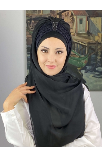 Black Ready to Wear Turban 4YDSAL44-03