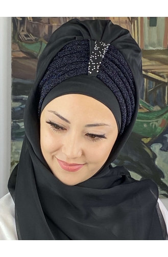 Black Ready to Wear Turban 4YDSAL44-03