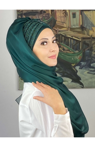 على استعداد لارتداء التوربان أخضر زمردي 4YDSAL44-07