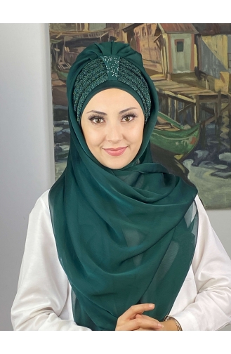 على استعداد لارتداء التوربان أخضر زمردي 4YDSAL44-07
