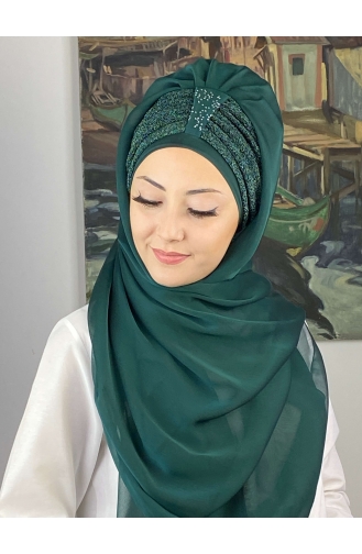 على استعداد لارتداء التوربان أخضر زمردي 4YDSAL44-07