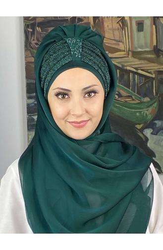 على استعداد لارتداء التوربان أخضر زمردي 4YDSAL44-07