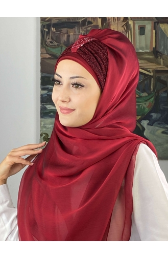 Claret Red Ready to Wear Turban 4YDSAL44-08