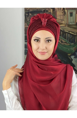 Claret Red Ready to Wear Turban 4YDSAL44-08