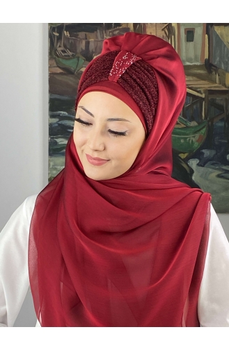 Claret Red Ready to Wear Turban 4YDSAL44-08