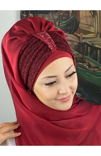 Claret Red Ready to Wear Turban 4YDSAL44-08