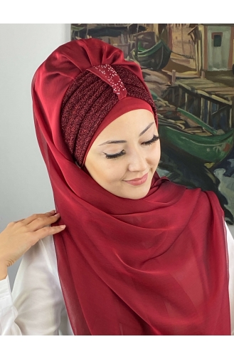 Claret Red Ready to Wear Turban 4YDSAL44-08