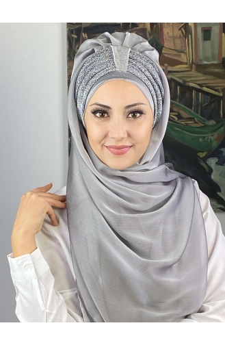 Light Gray Ready to Wear Turban 4YDSAL44-09