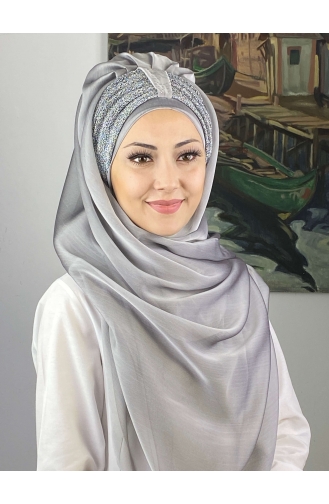 Light Gray Ready to Wear Turban 4YDSAL44-09