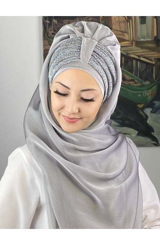 Light Gray Ready to Wear Turban 4YDSAL44-09