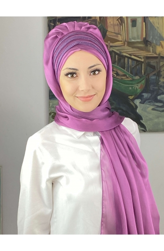 Turban Pret-a-Porter Couleur Lilas 4SAL30-01