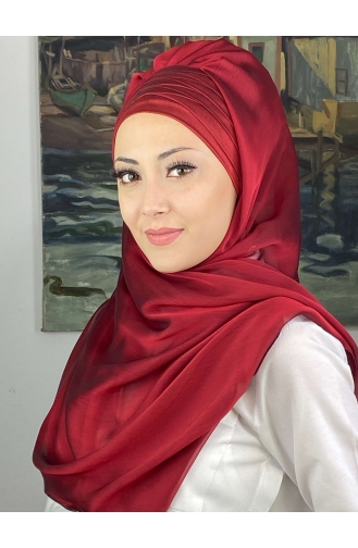 Topkapı Çapraz Drapeli Fransız Şifon Hazır Şal SBT4SAL15-10 Bordo