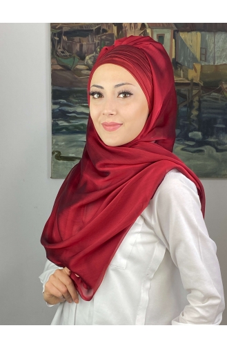 Topkapı Çapraz Drapeli Fransız Şifon Hazır Şal SBT4SAL15-10 Bordo