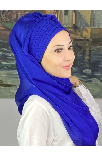 Topkapı Çapraz Drapeli Fransız Şifon Hazır Şal SBT4SAL15-13 Saks