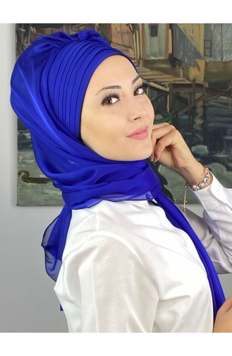 Topkapı Çapraz Drapeli Fransız Şifon Hazır Şal SBT4SAL15-13 Saks