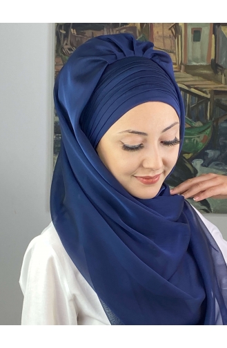 Light Navy Blue Ready to wear Turban 4SAL15-03