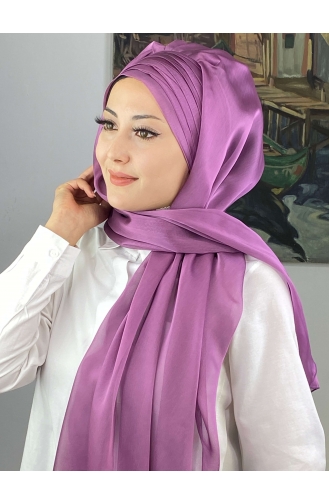 Topkapı Çapraz Drapeli Fransız Şifon Hazır Şal SBT4SAL15-06 Açık Lila