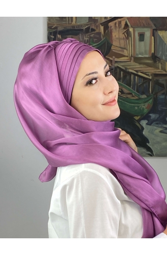 Topkapı Çapraz Drapeli Fransız Şifon Hazır Şal SBT4SAL15-06 Açık Lila