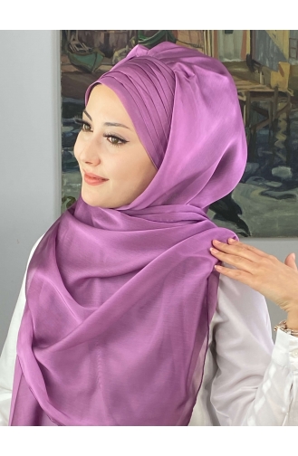 Topkapı Çapraz Drapeli Fransız Şifon Hazır Şal SBT4SAL15-06 Açık Lila