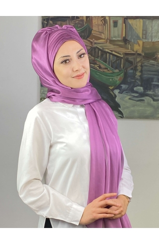 Topkapı Çapraz Drapeli Fransız Şifon Hazır Şal SBT4SAL15-06 Açık Lila