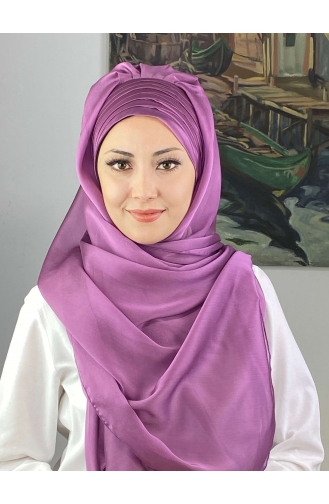 Topkapı Çapraz Drapeli Fransız Şifon Hazır Şal SBT4SAL15-06 Açık Lila
