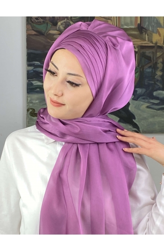 Topkapı Çapraz Drapeli Fransız Şifon Hazır Şal SBT4SAL15-06 Açık Lila