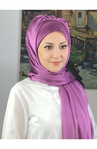 Topkapı Çapraz Drapeli Fransız Şifon Hazır Şal SBT4SAL15-06 Açık Lila