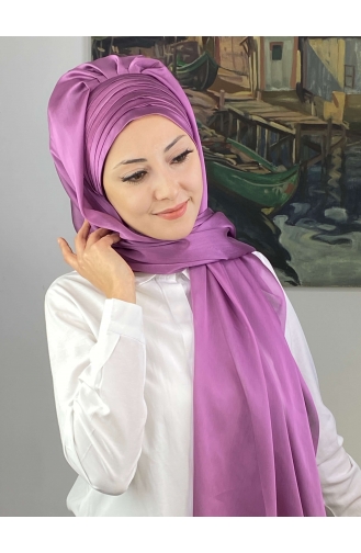 Topkapı Çapraz Drapeli Fransız Şifon Hazır Şal SBT4SAL15-06 Açık Lila