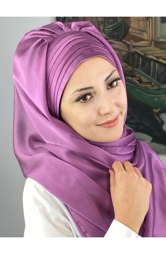 Topkapı Çapraz Drapeli Fransız Şifon Hazır Şal SBT4SAL15-06 Açık Lila