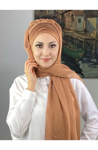 Topkapı Çapraz Drapeli Fransız Şifon Hazır Şal SBT4SAL15-07 Bakır Rengi